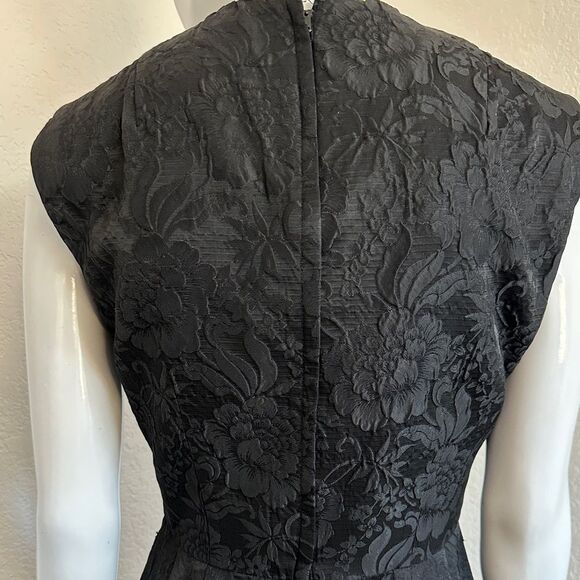 SALE 🔥 60s Pencil Dress Black Jacquard Midi Dress Size Small Mrs. Maisel Madmen - Picture 5 of 8